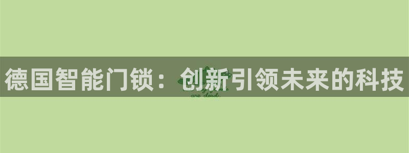 开丰娱乐下7O667：德国智能门锁：创新引领未来的科技